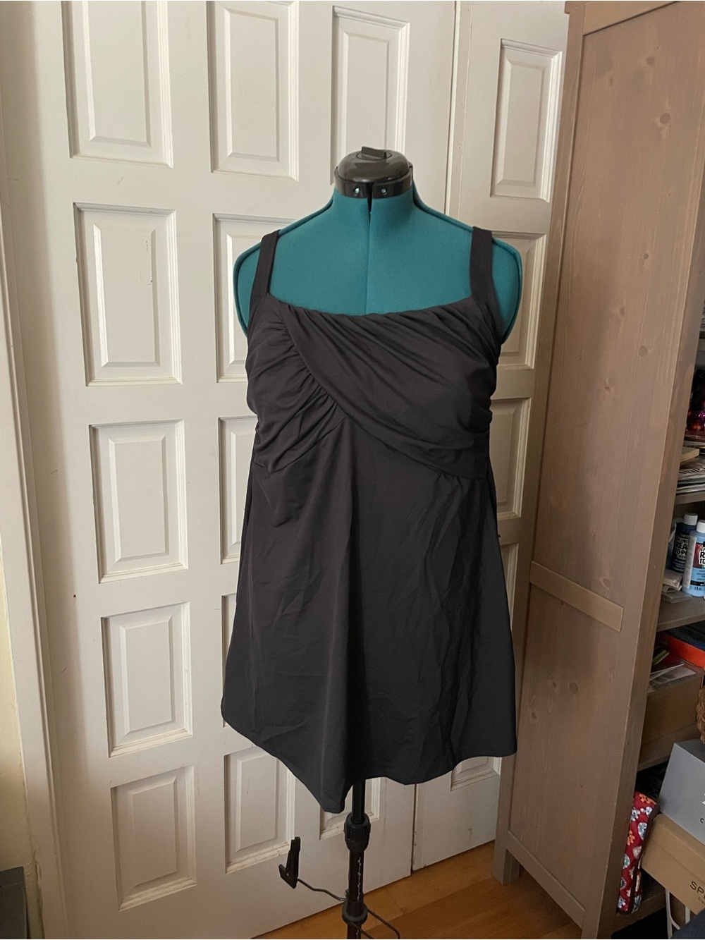 Lands' End Black underwire cup One-Piece Swimdress